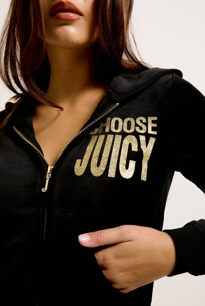 CHOOSEJUICYROBYNHOODIE JCGAS125001 101 BLACK CHOOSEJUICYCAISALOWRISEPANT JCGBJ125002 101 BLACK 4019