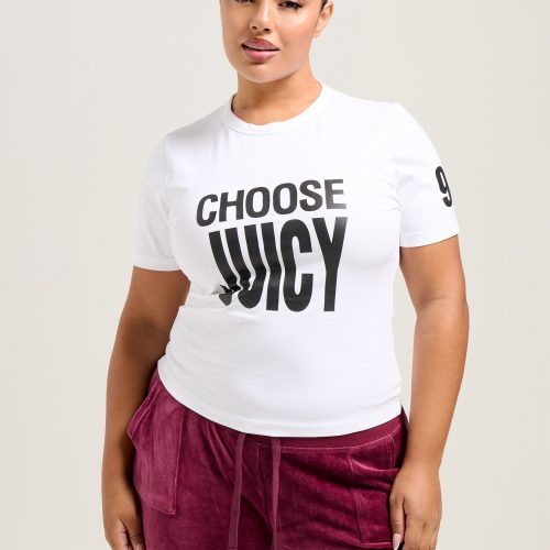 CHOOSE JUICY SLOGAN FITTED T SHIRT JCGCT224008 117 WHITE 1