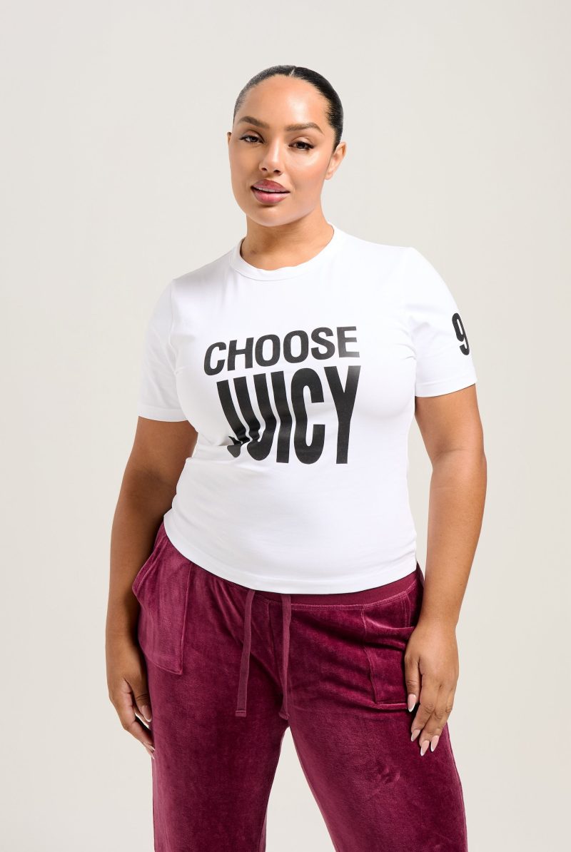 CHOOSE JUICY SLOGAN FITTED T SHIRT JCGCT224008 117 WHITE 1