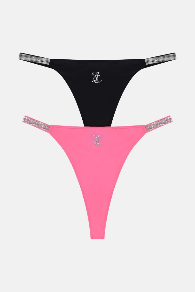 DIAMANTE TAPE THONG JCTTH125953 745 BLACK HOT PINK 01