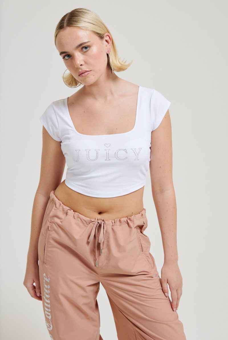 REGALSQUARENECKCROPPEDTEE JCBCT224831 117 WHITEANDAYLALEGLOGOPARACHUTEPANTS JCWBJ24306 681 CAFEAULAIT1