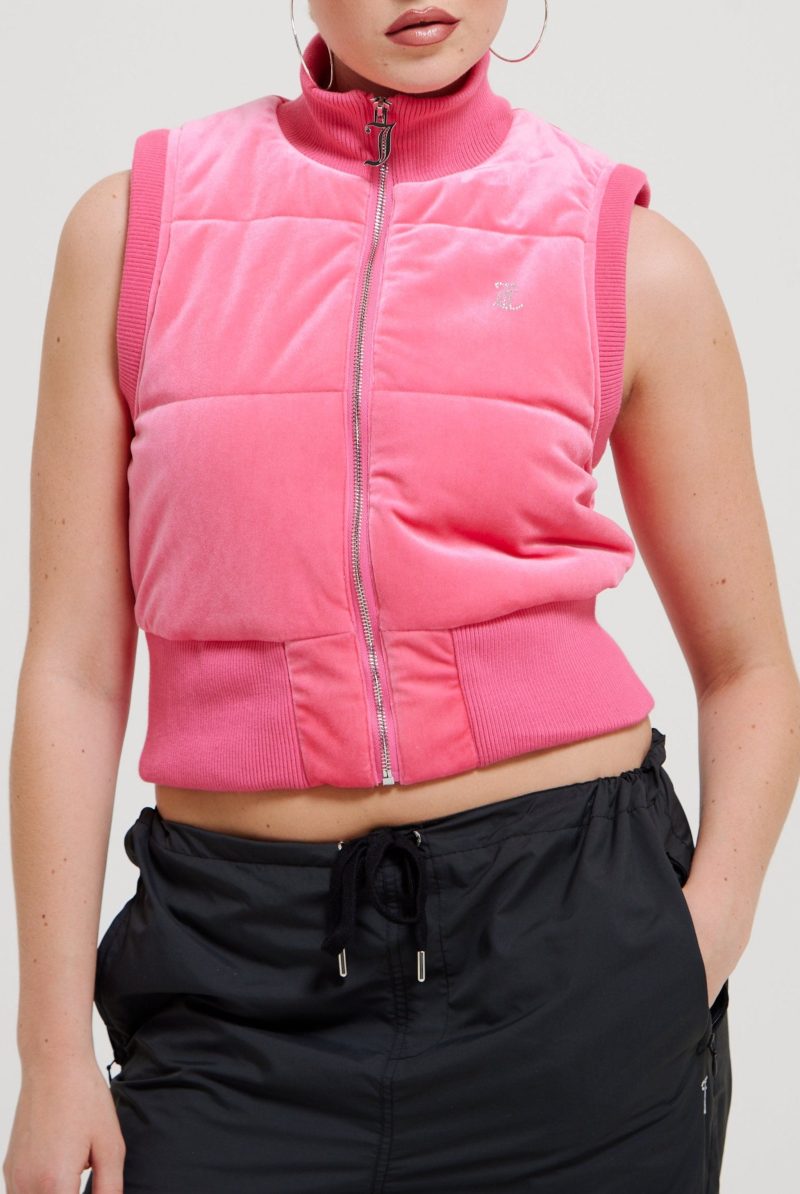 THUNDER 00S VELOUR GILET JCOGL224555 679 HOT PINK 1