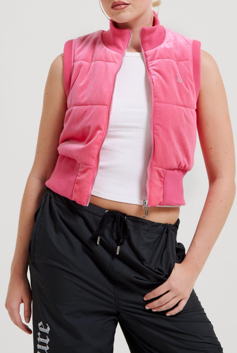 THUNDER 00S VELOUR GILET JCOGL224555 679 HOT PINK 3